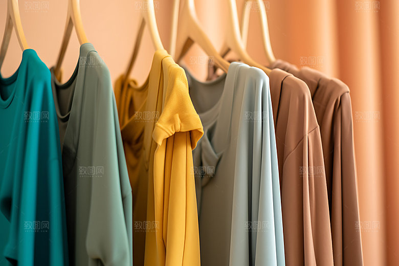 衣架衣物商品服装展示摄影图