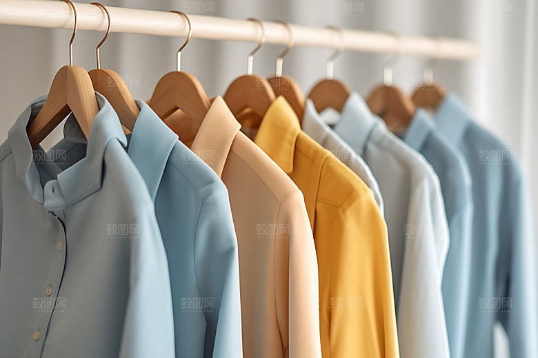 衣架衣物商品服装展示摄影图