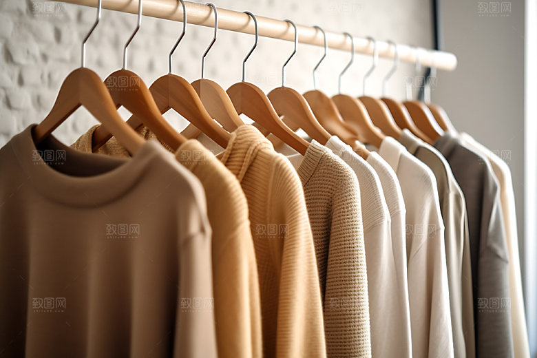 衣架衣物服装展示衣物悬挂摄影图