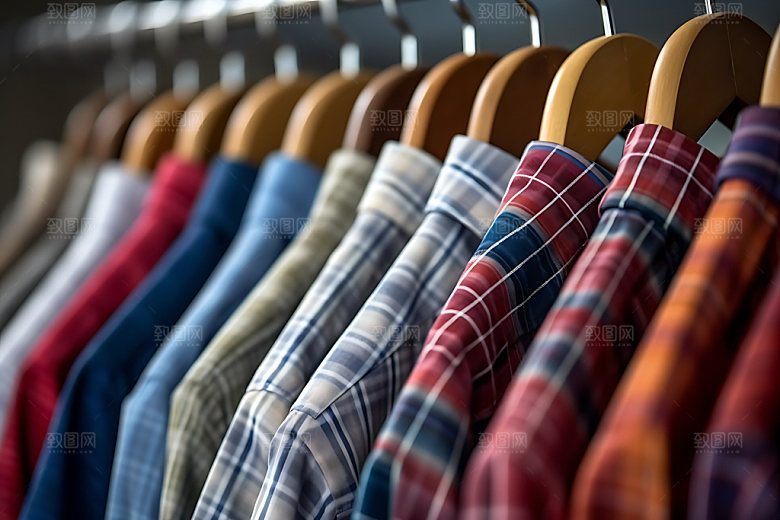 衣架衣物衣物悬挂服装展示摄影图