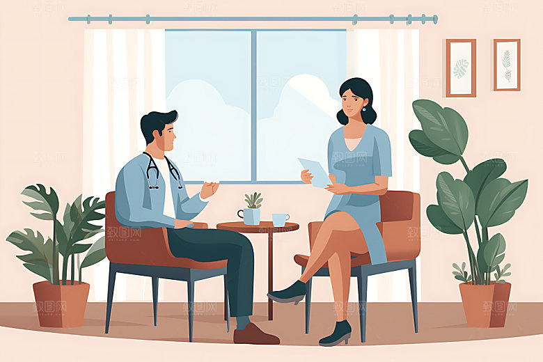 医疗诊断会议扁平风插画