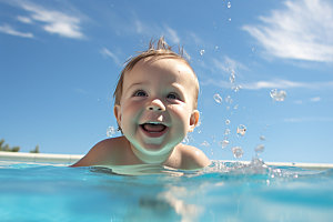 婴儿游泳水下可爱萌态儿童摄影