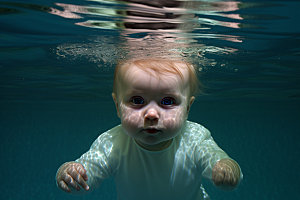婴儿游泳泳池玩耍快乐嬉水儿童摄影