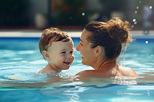 婴儿游泳可爱萌态快乐嬉水儿童摄影