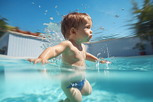 婴儿游泳亲子互动水下儿童摄影