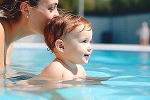 婴儿游泳可爱萌态水下儿童摄影