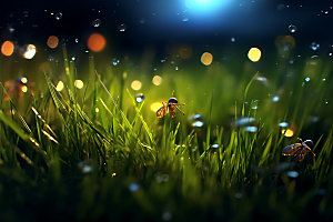 夏日萤火虫自然环境静谧摄影图
