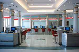 银行大厅服务台商务摄影图