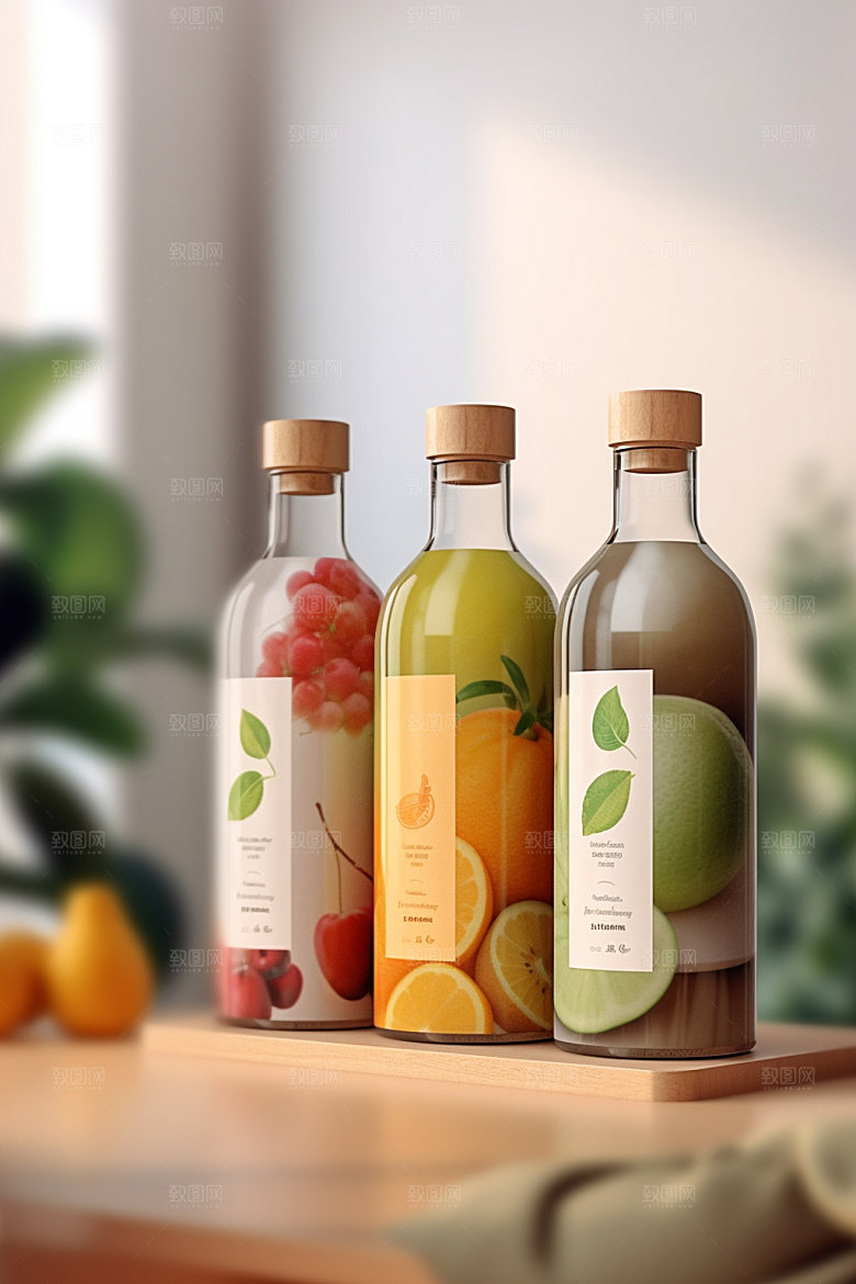 饮料瓶清新果汁模型