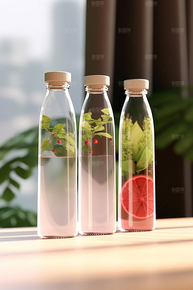饮料瓶包装设计简约模型