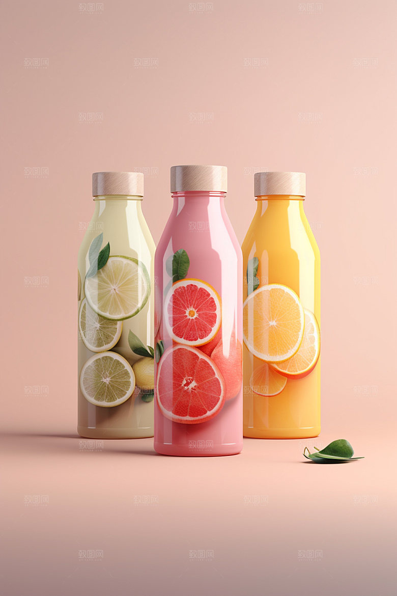 饮料瓶包装设计果汁模型
