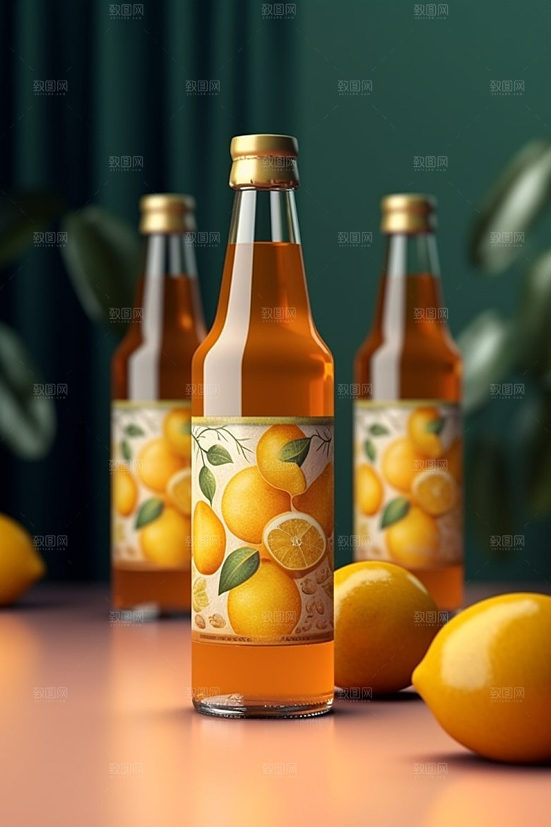 饮料瓶现代果汁模型