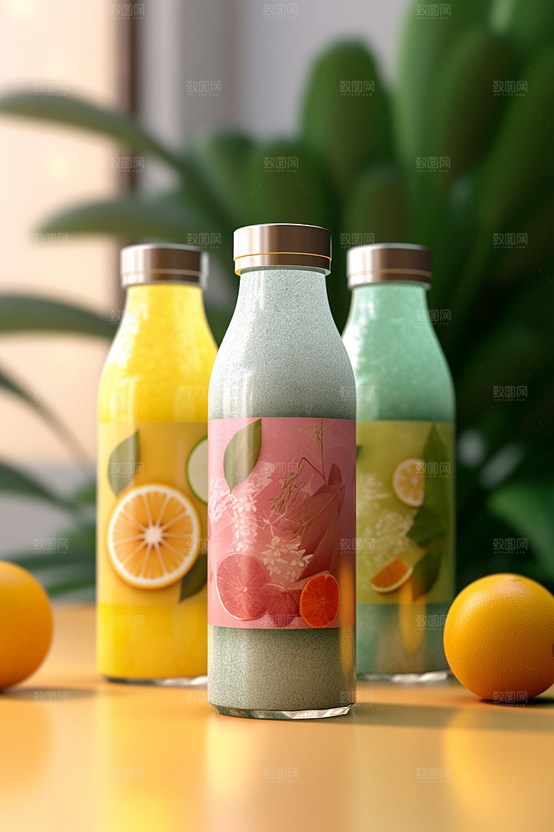 饮料瓶现代立体模型