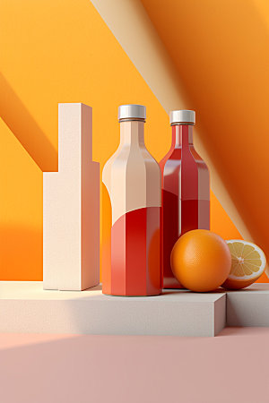 饮料瓶果汁立体模型