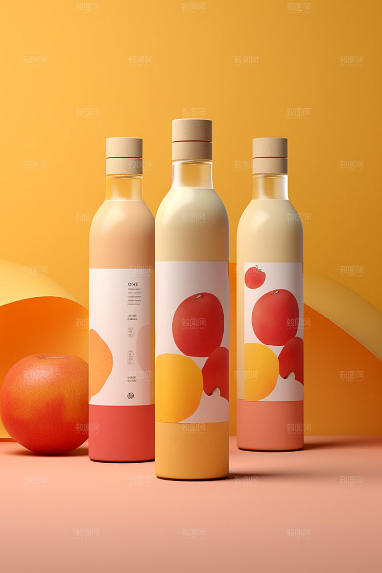 饮料瓶简约果汁模型