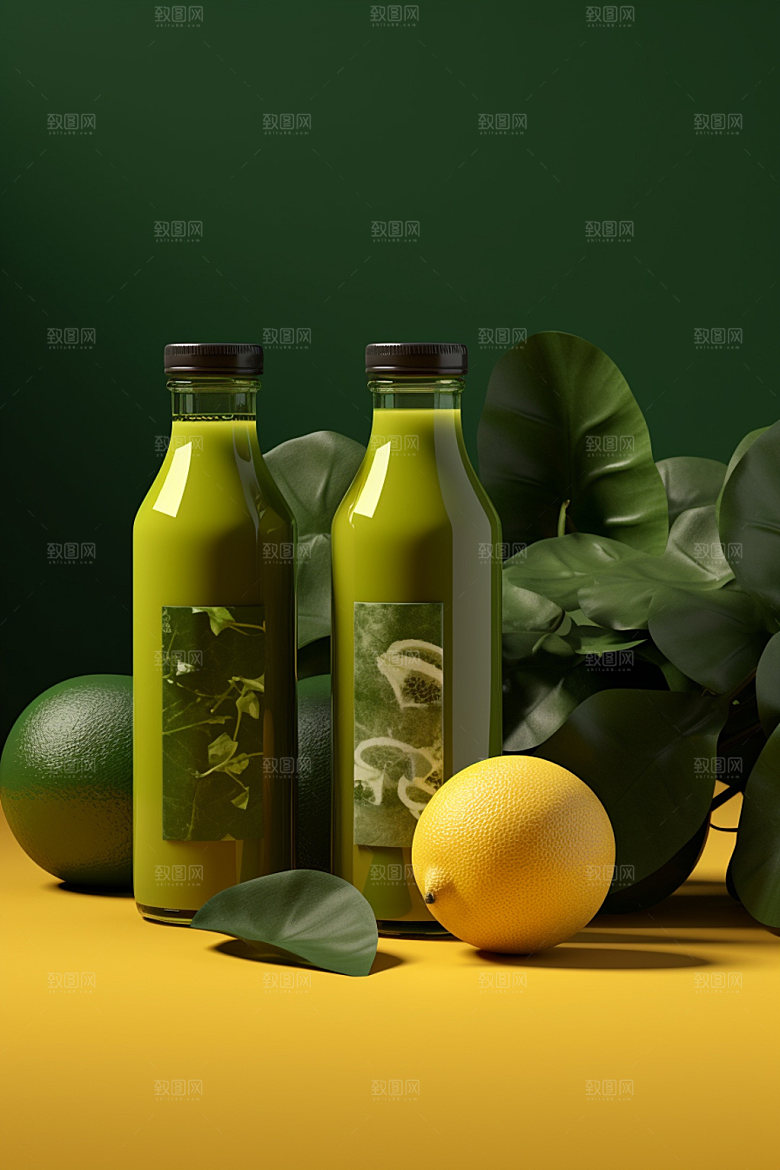 饮料瓶果汁包装设计模型