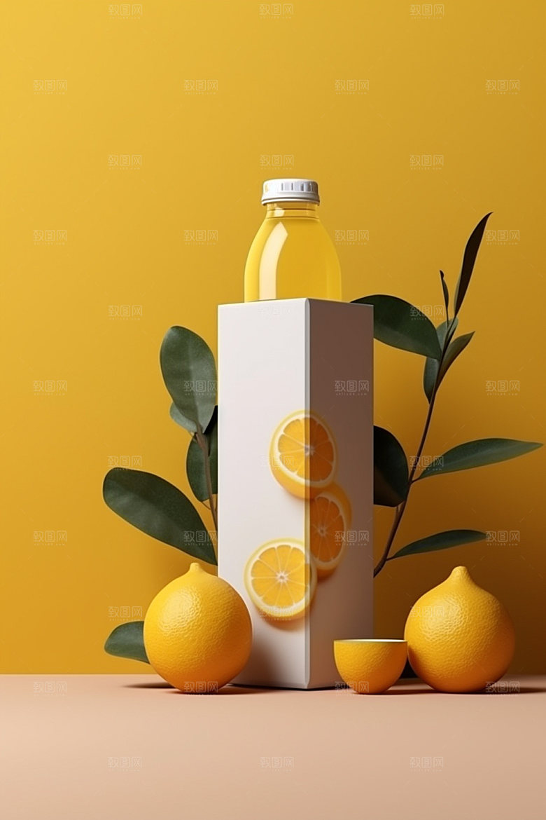 饮料瓶果汁包装设计模型