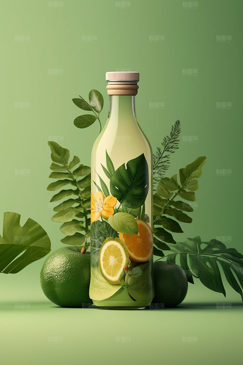 饮料瓶包装设计简约模型