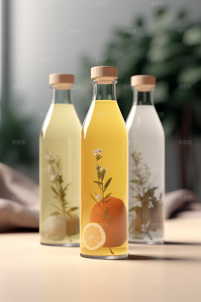 饮料瓶果汁时尚模型