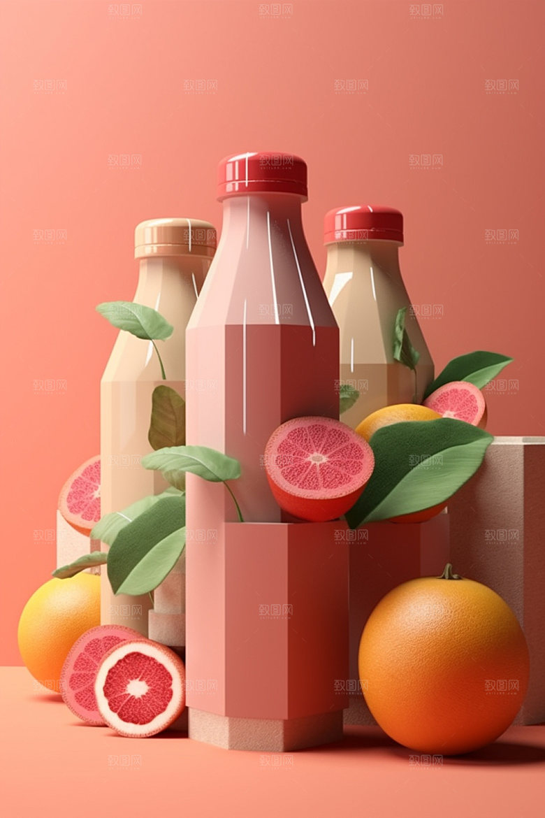饮料瓶果汁时尚模型