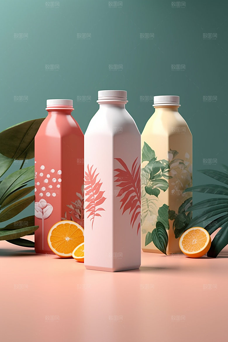 饮料瓶清新简约模型