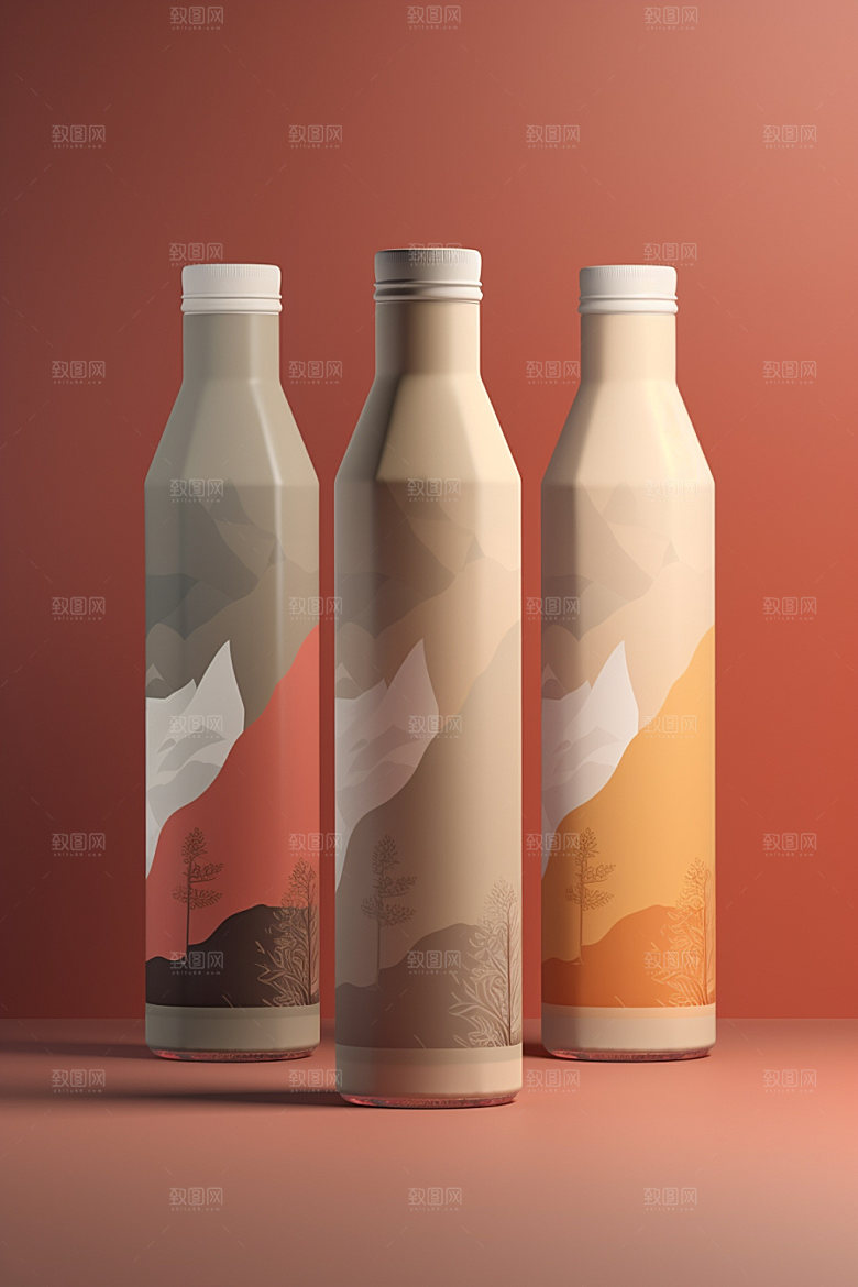 饮料瓶包装设计时尚模型