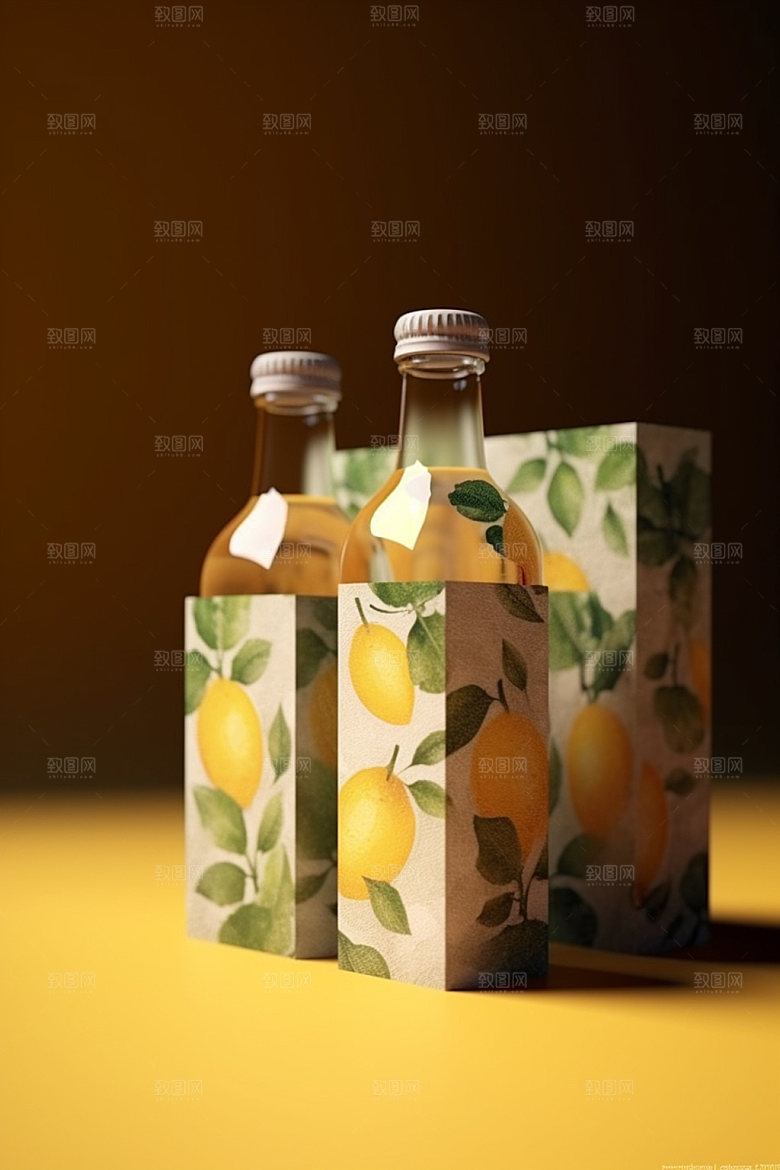 饮料瓶果汁包装设计模型
