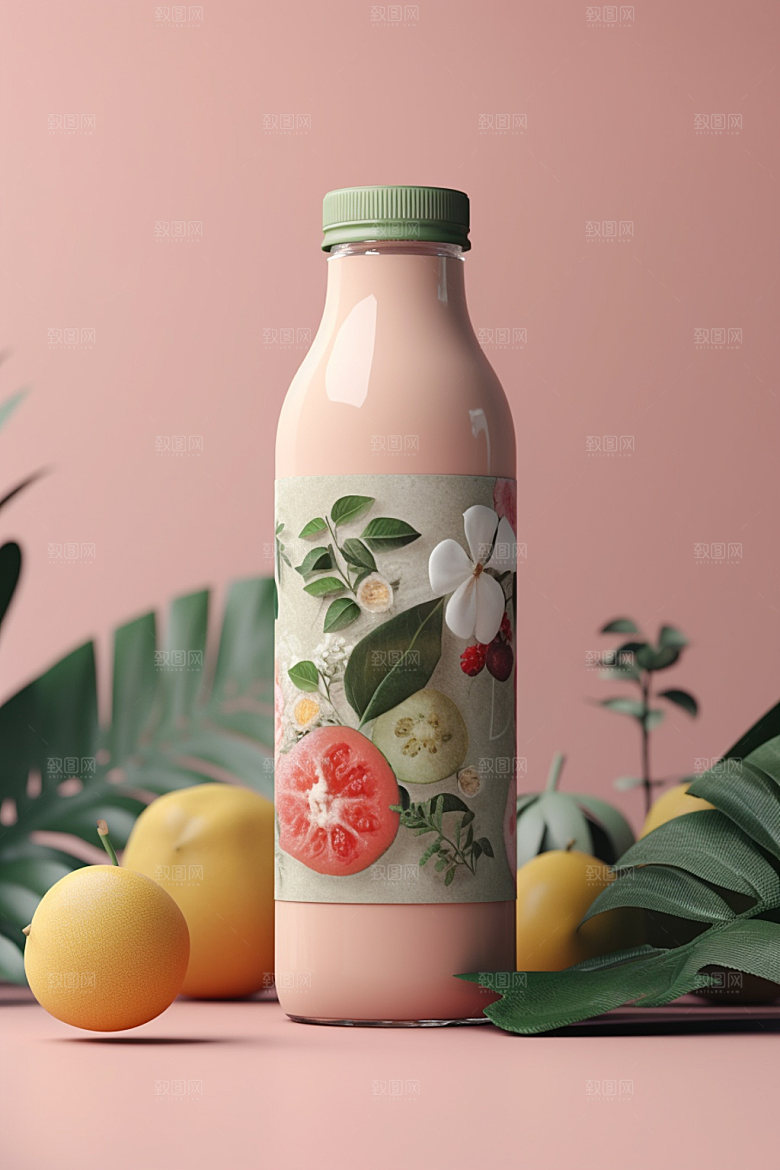 饮料瓶包装设计现代模型