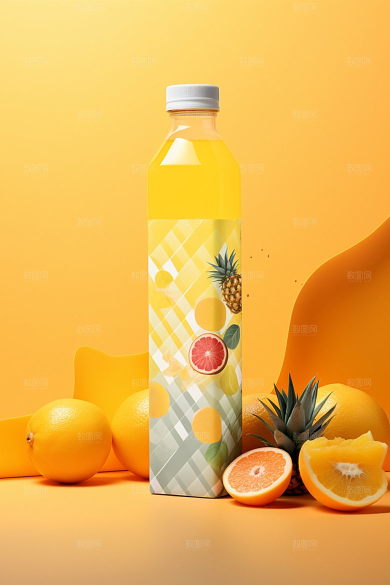 饮料瓶果汁包装设计模型