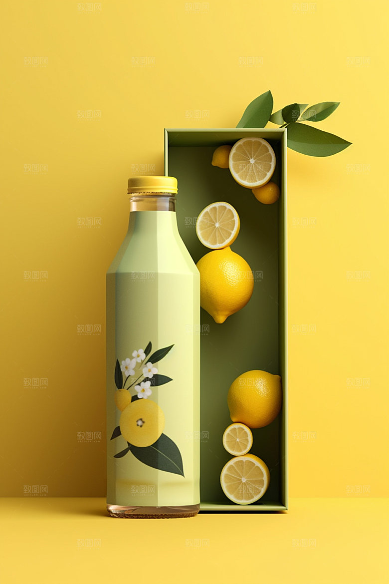 饮料瓶包装设计现代模型