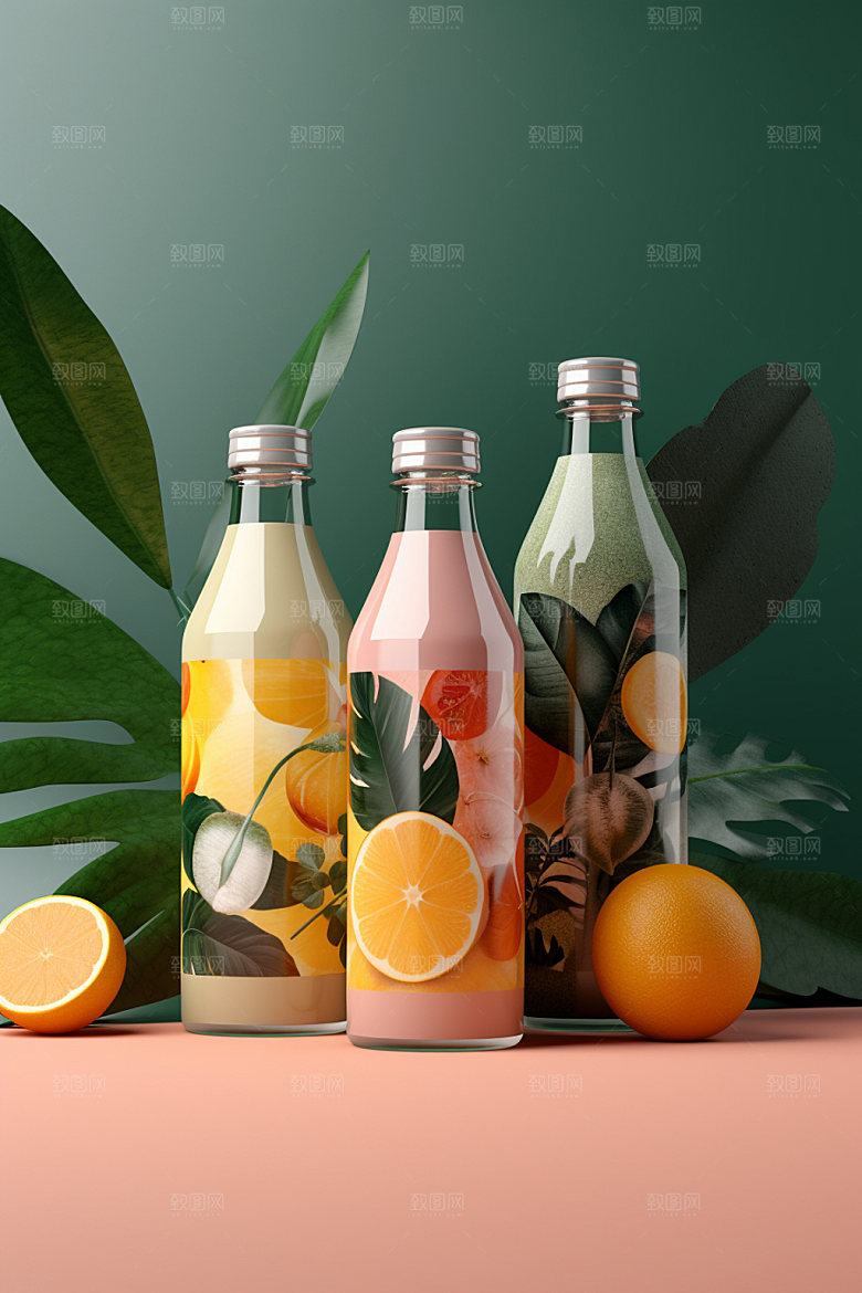 饮料瓶果汁包装设计模型