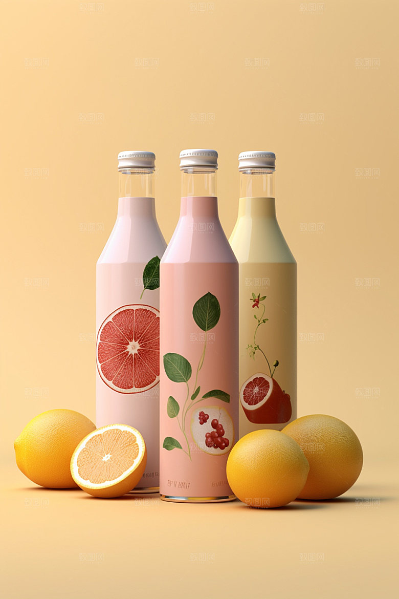 饮料瓶清新时尚模型