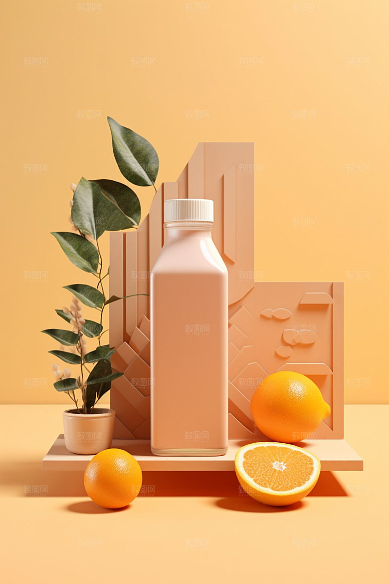 饮料瓶果汁包装设计模型