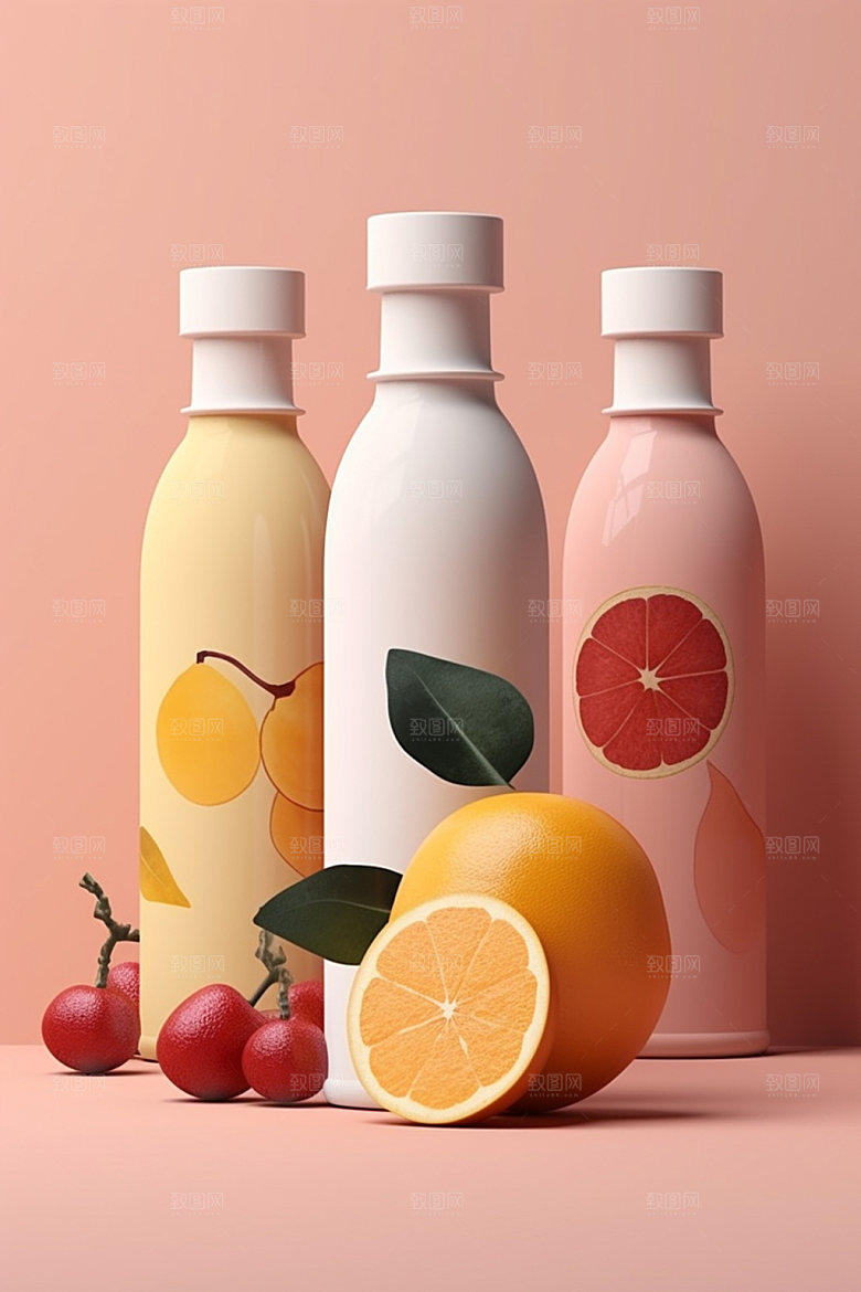 饮料瓶包装设计果汁模型