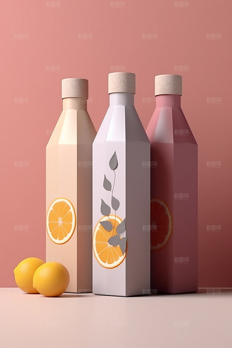饮料瓶现代立体模型