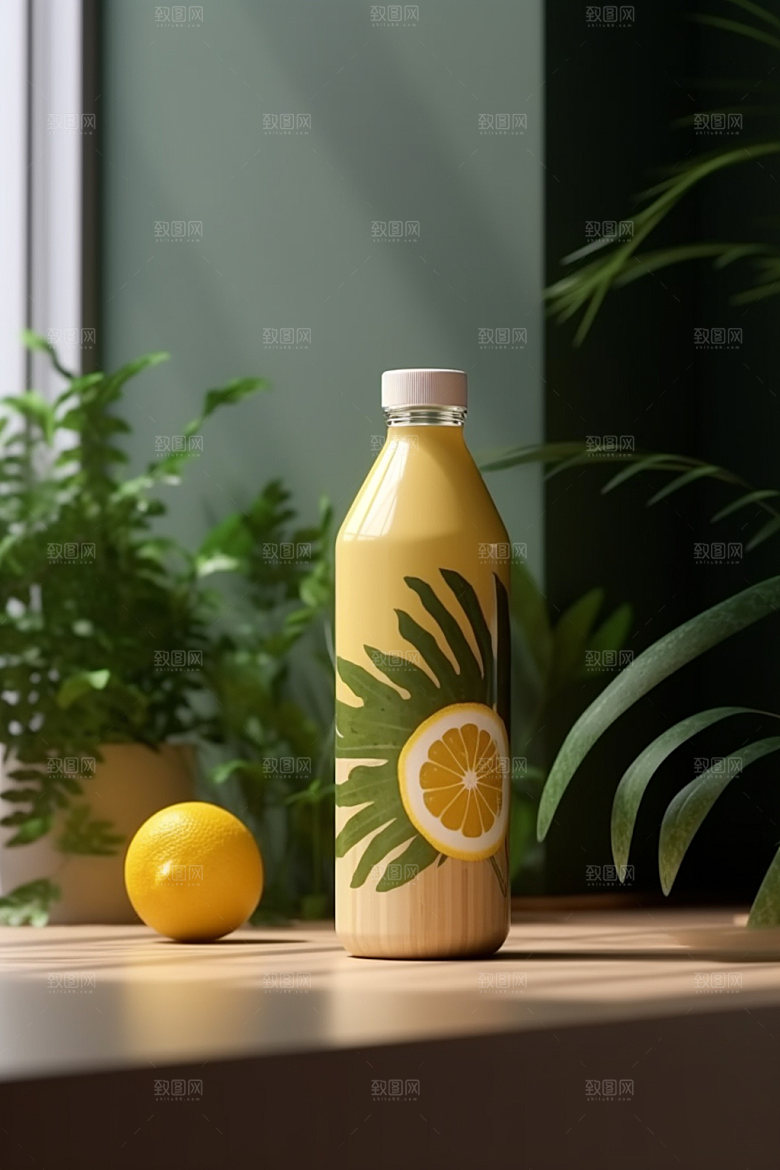 饮料瓶果汁包装设计模型