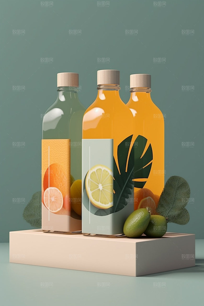 饮料瓶果汁包装设计模型