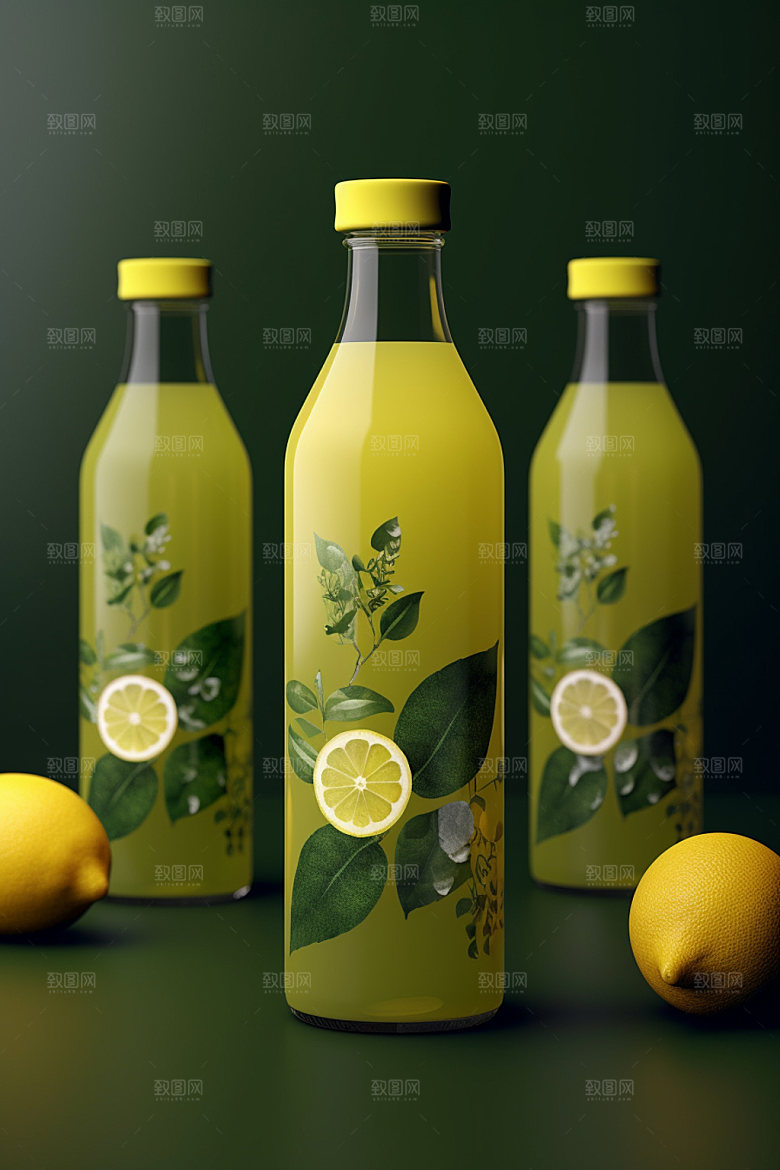 饮料瓶包装设计现代模型