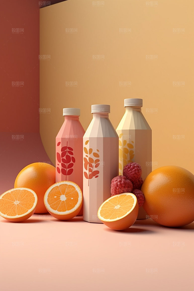 饮料瓶果汁包装设计模型