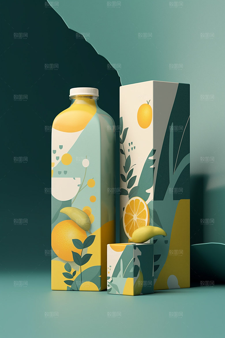 饮料瓶简约果汁模型
