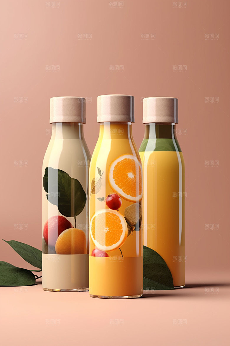 饮料瓶包装设计果汁模型
