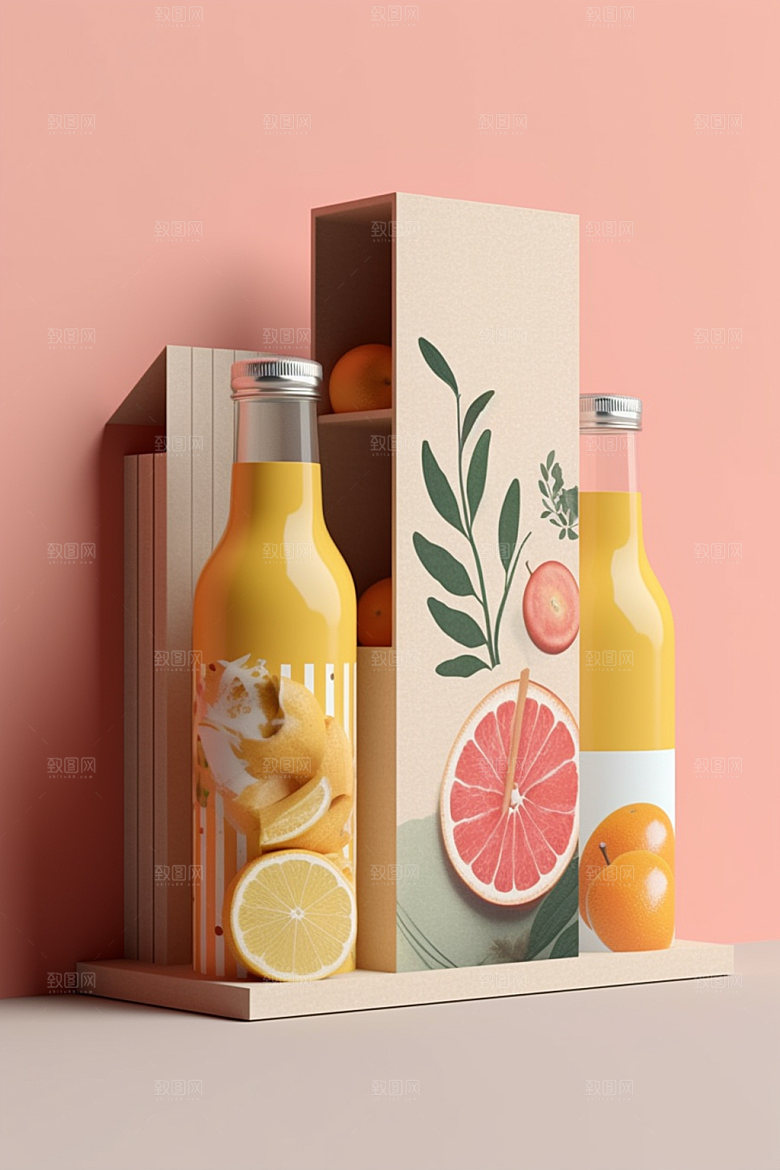 饮料瓶包装设计简约模型