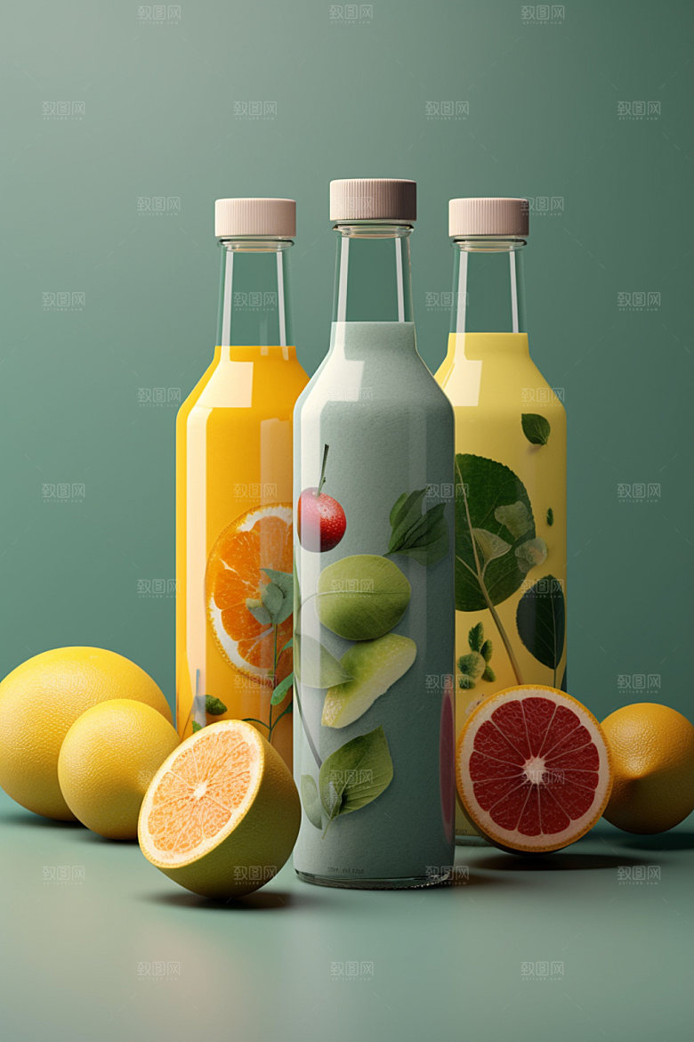 饮料瓶现代果汁模型