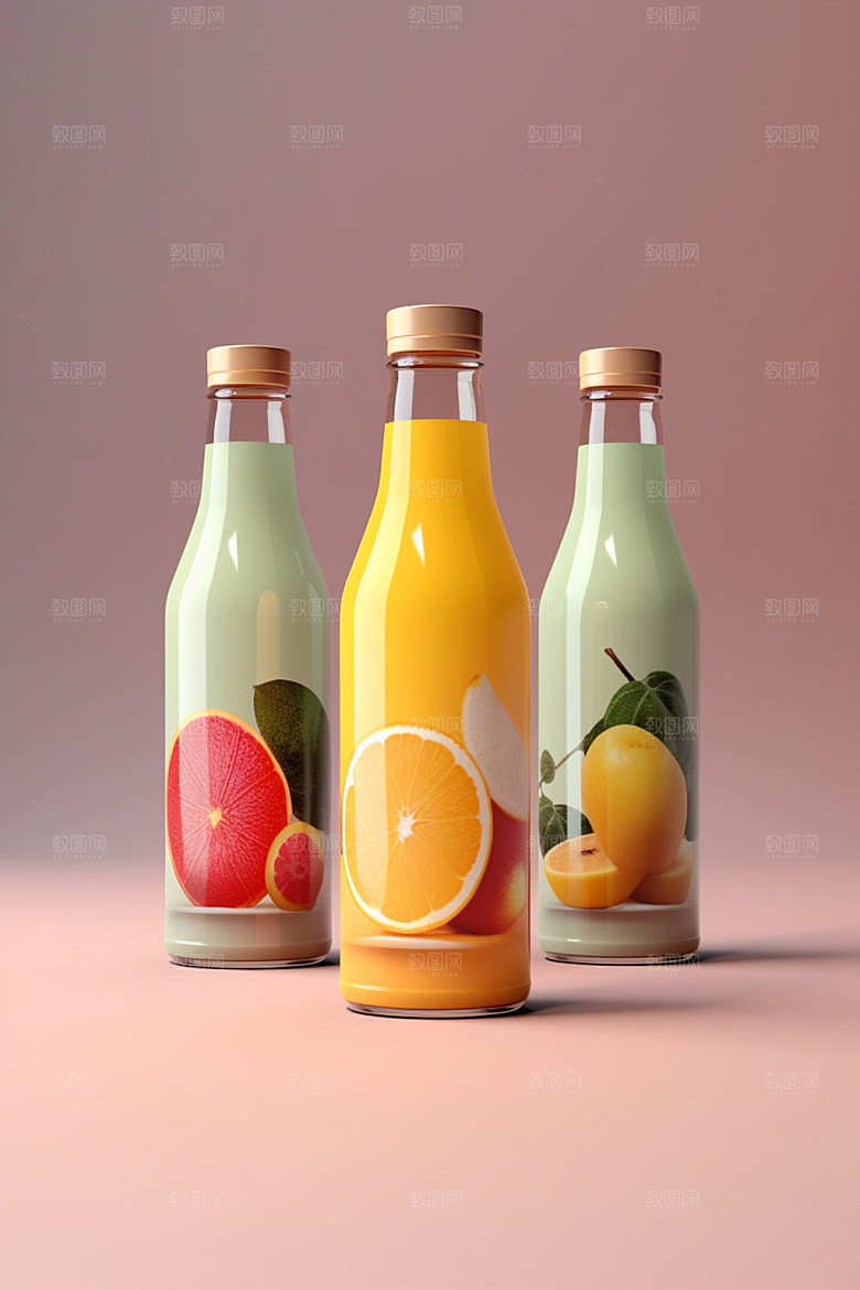 饮料瓶清新果汁模型