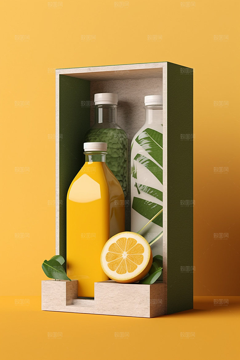 饮料瓶清新时尚模型
