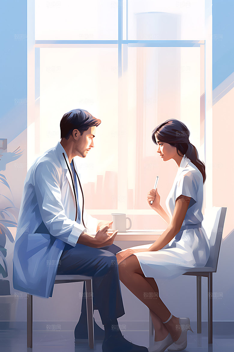 医生诊疗看病插画