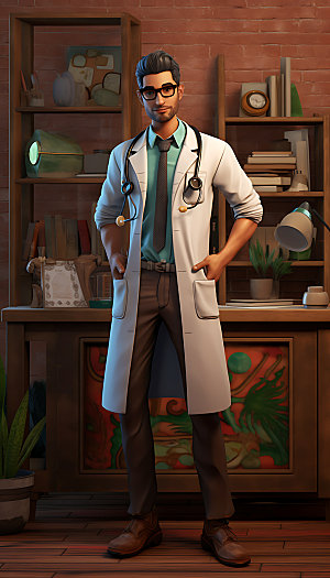 医生医师3D人物形象