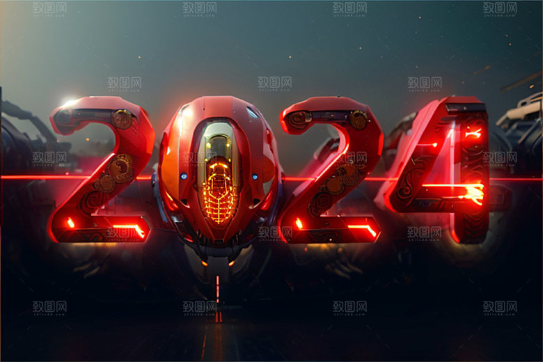 2024年3D跨年艺术字