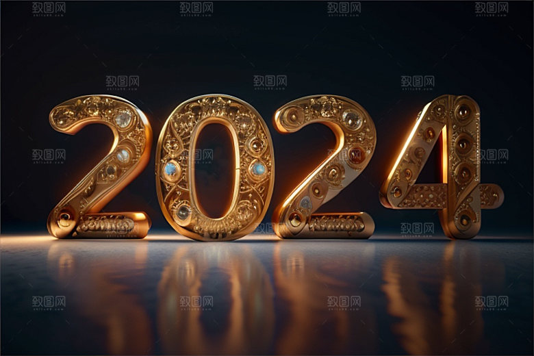 2024年立体跨年艺术字