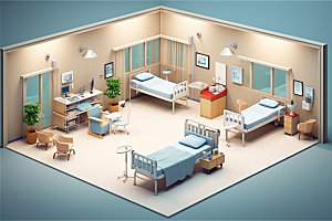 医院病房简约装修效果图